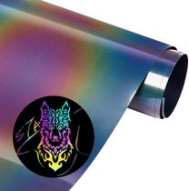 Vinil Adesivo Refletivo Rainbow Camaleão - 45 CM x 1mt