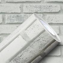 Vinil Adesivo Tijolinho Realista 3D Branco Cinza Autocolante Lavável Para Revestimento de Parede Vinil Adesivo Tijolinho Realista 3D Branco Cinza Autocolante Lavável Para Revestimento de Parede