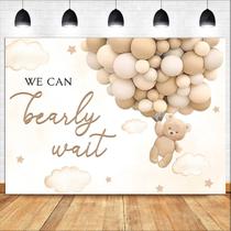 Vinil Backdrop Baby Gender Reveal Party 150x100cm com ursinho de pelúcia