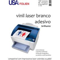 Vinil Laser Adesivo A4 Branco Brilho Pacote com 10