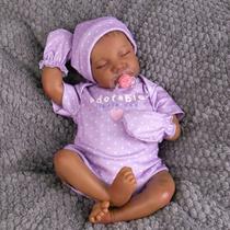 Vinil realista de 18 polegadas Reborn Baby Doll Aori Black Girl