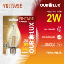 Vintage Led Vela Chama 2W Bivolt 2400K - Ourolux Vintage Led Vela Chama 2W Bivolt 2400K - Ourolux