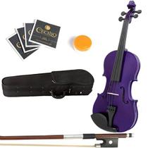 Viola Mendini MA-Purple de madeira maciça de 16 polegadas com estojo, laço e acento Viola Mendini MA-Purple de madeira maciça de 16 polegadas com estojo, laço e acento