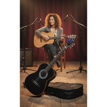 Violão Acústico 6 Cordas Aço Preto c/ Afinador e Capa