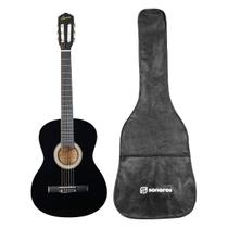 Violão Acústico 6 Cordas De Nylon Clássico Preto Para Iniciantes Com Capa Bag Sonoros