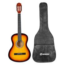 Violão Acústico 6 Cordas De Nylon Clássico Sunburst Para Iniciantes Com Capa Bag Sonoros