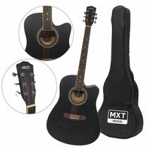 Violão Acustico Adulto Bordo Preto fosco MXT Cordas Aço com Bolsa