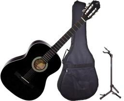 Violão Acústico Giannini Aço S-14 Preto + Capa + Suporte Chão