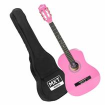 Violão Acustico Rosa cordas Nylon com Capa para Adulto e Criança Iniciante MXT