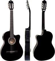 Violão com cordas de nylon elétrico nf-14 preto - giannini