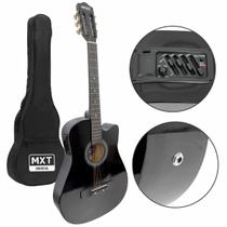Violão Eletrico Acustico Preto Cutway Cordas Aço Mxt Com Equalizador E Capa