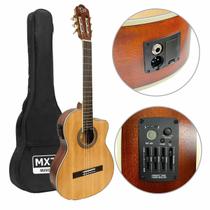 Violão Eletrico Com Equalizador Nylon Cutway 39" Abeto Xlr P10 + Capa