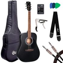 Violão elétrico cort folk ad810e bks black satin standard