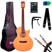 Violão Elétrico Flat Nylon 6 Cordas Cort CEC1 Open Pore + Acessórios Violão Elétrico Flat Nylon 6 Cordas Cort CEC1 Open Pore + Acessórios