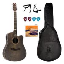 Violão Elétrico Folk Strinberg SD200C com Capa Luxo Capo 4 Palhetas Suporte e Enc D'addario