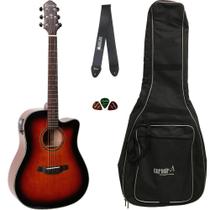 Violão Eletroacústico Crafter HD-250 Aço Brown Burst Brilante Cutaway + Capa Correia Violão Eletroacústico Crafter HD-250 Aço Brown Burst Brilante Cutaway + Capa Correia