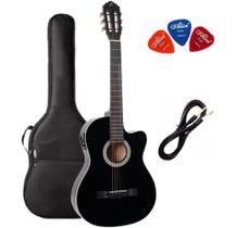 Violão Eletroacústico GIANNINI Flat Aço SF-14 Preto + Capa + Palhetas + Cabo p10