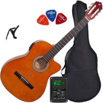 Violão Eletroacústico GIANNINI Nylon Flat NF-14 Natural + Capa + Palhetas + Capotraste