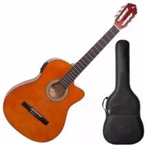 Violao Flat Nylon Eletrico Giannini Nf-14 Ceq Natural + Bag