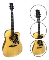 Violão Folk Aço Eletrico Waldman Tdcex641 na Natural com Capa Violão Folk Aço Eletrico Waldman Tdcex641 na Natural com Capa