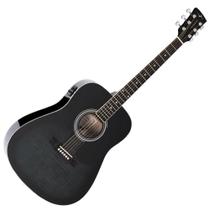Violao Folk Eletrico Vogga Vck380 Bmf Preto Flamed Aço