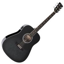 Violao Folk Eletrico Vogga Vck380 Bmf Preto Flamed