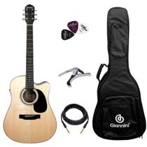 Violão Giannini Eletroacústico Deluxe DRC DLX Natural Glossy + P10 + Capotraste + Palhetas