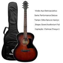 Violao giannini gaf dlx eq sbs deluxe aco el/ac ga tampo macico sbs c/ bag