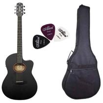 Violão Giannini GSF-1D CEQ Color Top Black (CTBK) + Capa + Palhetas