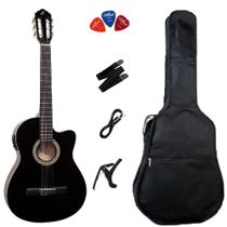 Violão GIANNINI NF-14 Preto + Capa + Correia + P10 + Capotraste + Palhetas Violão GIANNINI NF-14 Preto + Capa + Correia + P10 + Capotraste + Palhetas