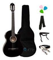 Violao Giannini Nf14 Ceq Flat Elétrico Nylon Kit Completo