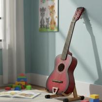 Violão Infantil De Madeira Semi-Profissional Vermelho De Aço