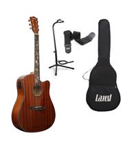 Violão land eletrico aço varnish mahogany l-825b capa correia suporte de chão pf-c20