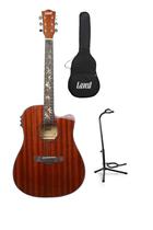 Violão land eletrico aço varnish mahogany l-825b capa suporte de chão pf-c20