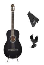 Violão Land Nylon Preto Ln-39 + Suporte De Parede + Correia