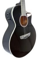 Violão Musical Eletroacústico modelo Folk cordas de aço Cutway marca Deviser LX4 BK com Tampo Sólido Capa Bag Captador Equalizador Deviser EQKLT17A