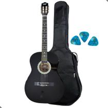 Violão Nylon Acustico Mxt 39C Bk Preto + Capa E Palhetas