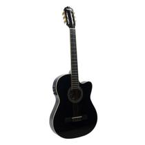Violão Preto Flat Tonante Lorenzzo 39 Elétrico Afinador Brown VTLSC1954P