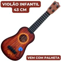 Violão Realista Infantil Musicalização Aprendizado Violãozinho 4 cordas Marfim brinquedo musical