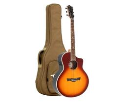 Violao tagima aço halifax jumbo black walnut cherryburst c/ bag