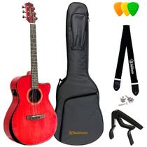 Violão waldman grand auditorium sólido abadia gcex-1841 red c/ bag