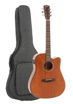 Violão Zellmer Eletroacústico Folk Cutaway Mahogany Brilhante Heritage com capa luxo