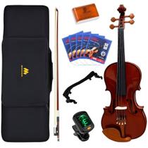 Violino MARINOS 4/4 Lamberti Maciço Regulado com Espaleira, Afinador, Cordas Reserva, Arco e Estojo Térmico Luxo Violino MARINOS 4/4 Lamberti Maciço Regulado com Espaleira, Afinador, Cordas Reserva, Arco e Estojo Térmico Luxo