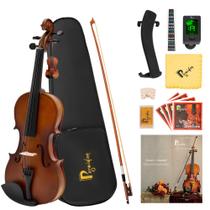 Violino Poseidon 4/4 Conjunto Completo Artesanal Marrom Fosco