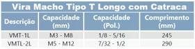 Vira macho t longo (m3 a m8) - 245mm