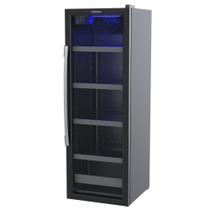 Visa Cooler Expositor Cervejeiro Porta Vidro 200l Blue Light Expvqbl 200 - Venax Preto Fosco 220v