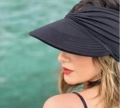 Viseira Boné Praia Aba Curva Larga Aberto Secagem Rápida Proteção Solar Uv50 Moda Feminina