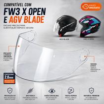Viseira Cristal Transparente Anti Risco 2mm Para Capacete FW3 X Open AGV Blade Viseira Cristal Transparente Anti Risco 2mm Para Capacete FW3 X Open AGV Blade