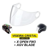 Viseira Cristal Transparente Anti Risco 2mm Para Capacete FW3 X Open AGV Blade Viseira Cristal Transparente Anti Risco 2mm Para Capacete FW3 X Open AGV Blade