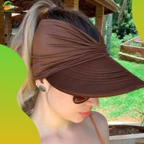 Viseira Dupla Face Proteção Solar Uv50+ Turbante Feminino Bone Piscina Moda Praia 2 Cores Verão